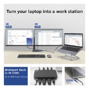 Picture of ACT USB-C 4K MST docking station for 2 HDMI monitors, Ethernet, USB-C, 3x USB-A, PD pass-through and 1 meter detachable connection cable