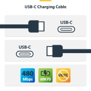 Picture of StarTech.com 3m (9.8ft) USB-C Charging Cable, USB C Cable, USB 2.0 Type-C Laptop Charger Cord, 60W 3A Power Delivery, TPE Jacket, USB-C Data Transfer Cable, M/M
