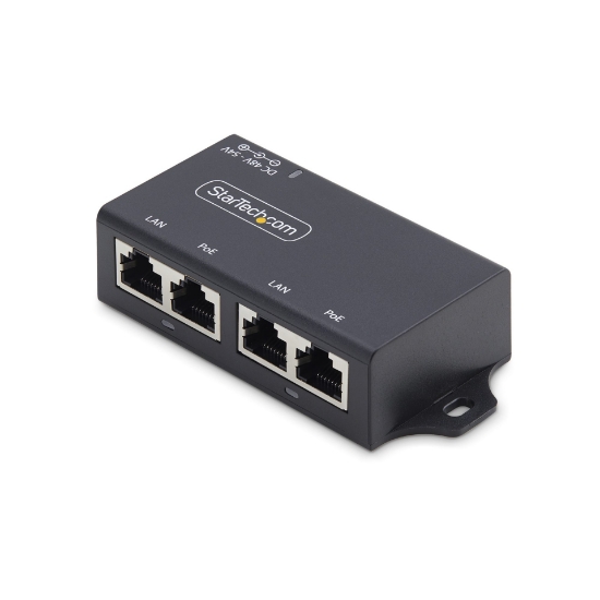 Picture of StarTech.com 2-Port Gigabit Midspan PoE+ Injector, 10/100/1000Mbps, PoE+ (802.3af/at), 30W, 1Gbps Ethernet, Wall Mountable, Unmanaged Inline Power Over Ethernet