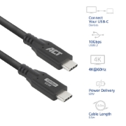 Picture of ACT USB 3.0 10Gbps 60W USB Type-C Cable, 0.5 meters