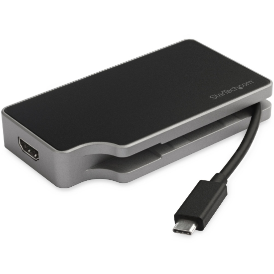 Picture of StarTech.com USB C Multiport Adapter to 4K HDMI or 1080p VGA - USB Type C Travel Dock with 95W PD Pass-Through, USB-A, Gigabit Ethernet - USB-C Video Display Adapter Mini Docking Station
