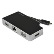Picture of StarTech.com USB C Multiport Adapter to 4K HDMI or 1080p VGA - USB Type C Travel Dock with 95W PD Pass-Through, USB-A, Gigabit Ethernet - USB-C Video Display Adapter Mini Docking Station
