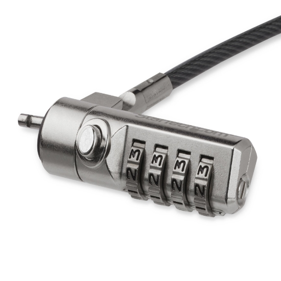 Picture of StarTech.com 6.5ft (2m) Laptop Cable Lock - 4 Digit Combination Laptop/Desktop Security Cable Lock for K-Slot Devices/Computers/Monitors - Portable Anti-Theft Vinyl Coated Steel Cable Lock