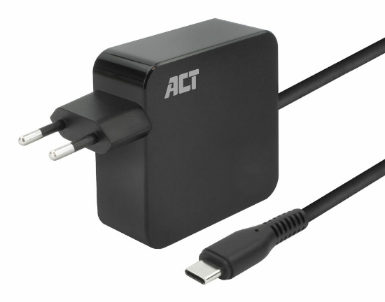 Picture of ACT USB-C laptop wall charger 65W with Power Delivery profiles, 2 meters