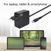 Picture of ACT USB-C laptop wall charger 65W with Power Delivery profiles, 2 meters
