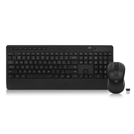 Picture of ACT Wireless keyboard and mouse bundle (Qwerty), silent click, eco-friendly, made from recycled materials