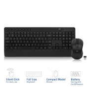 Picture of ACT Wireless keyboard and mouse bundle (Qwerty), silent click, eco-friendly, made from recycled materials