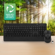 Picture of ACT Wireless keyboard and mouse bundle (Qwerty), silent click, eco-friendly, made from recycled materials