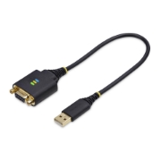 Picture of StarTech.com 1ft (30cm) USB to Null Modem Serial Adapter Cable, COM Retention, FTDI, USB-A to DB9 RS232, Interchangeable DB9 Nuts/Screws, Windows/macOS/Linux
