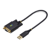 Picture of StarTech.com 1ft (30cm) USB to Null Modem Serial Adapter Cable, COM Retention, FTDI, USB-A to DB9 RS232, Interchangeable DB9 Nuts/Screws, Windows/macOS/Linux