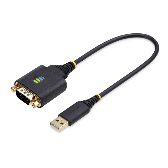 Picture of StarTech.com 1ft (30cm) USB to Serial Adapter Cable, COM Retention, Interchangeable Nuts/Screws, USB-A to DB9 RS232, FTDI IC, ESD Protection, Windows/macOS/Linux