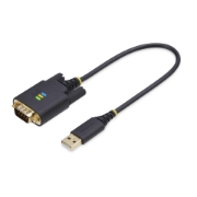 Picture of StarTech.com 1ft (30cm) USB to Serial Adapter Cable, COM Retention, Interchangeable Nuts/Screws, USB-A to DB9 RS232, FTDI IC, ESD Protection, Windows/macOS/Linux