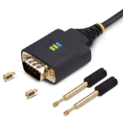 Picture of StarTech.com 1ft (30cm) USB to Serial Adapter Cable, COM Retention, Interchangeable Nuts/Screws, USB-A to DB9 RS232, FTDI IC, ESD Protection, Windows/macOS/Linux