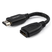 Picture of StarTech.com 6" (15cm) HDMI Port Saver Cable - 4K 60Hz High Speed HDMI 2.0 Extension Cable with Ethernet - Short HDMI Extension Cable - HDMI Male to Female Extension Adapter Cord