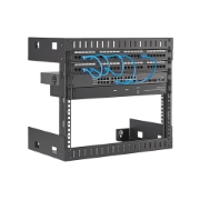 Picture of StarTech.com 8U 19" Wall Mount Network Rack - 12" Deep 2 Post Open Frame Server Room Rack for Data/AV/IT/Computer Equipment/Patch Panel with Cage Nuts & Screws 135lb Capacity, Black (RK812WALLO)