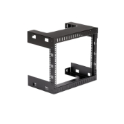 Picture of StarTech.com 8U 19" Wall Mount Network Rack - 12" Deep 2 Post Open Frame Server Room Rack for Data/AV/IT/Computer Equipment/Patch Panel with Cage Nuts & Screws 135lb Capacity, Black (RK812WALLO)