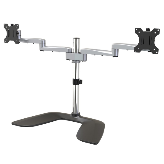Picture of StarTech.com Dual Monitor Stand - Ergonomic Desktop Monitor Stand for up to 32" VESA Displays - Free-Standing Articulating Universal Computer Monitor Mount - Adjustable Height - Silver