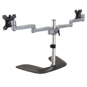 Picture of StarTech.com Dual Monitor Stand - Ergonomic Desktop Monitor Stand for up to 32" VESA Displays - Free-Standing Articulating Universal Computer Monitor Mount - Adjustable Height - Silver