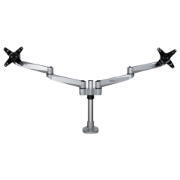 Picture of StarTech.com Desk Mount Dual Monitor Arm - Premium Articulating Monitor Arm - up to 30” VESA Mount Displays - Height Adjustable Monitor Mount - Rotate/Tilt/Swivel - Clamp/Grommet - Silver