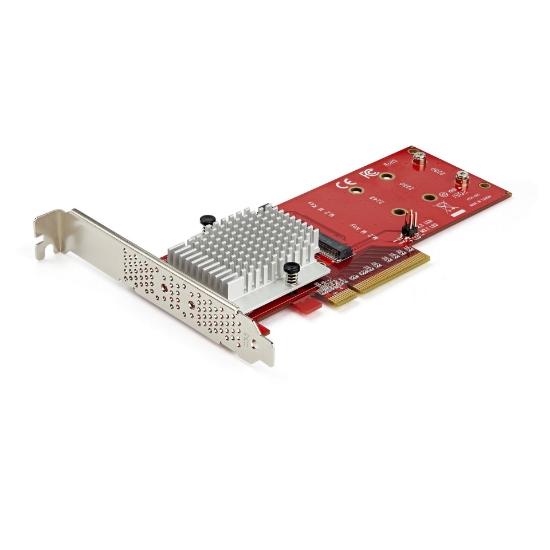 Picture of StarTech.com Dual M.2 PCIe SSD Adapter Card - x8 / x16 Dual NVMe or AHCI M.2 SSD to PCI Express 3.0 - M.2 NGFF PCIe (M-Key) Compatible - Supports 2242, 2260, 2280 - JBOD - Mac & PC