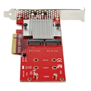 Picture of StarTech.com Dual M.2 PCIe SSD Adapter Card - x8 / x16 Dual NVMe or AHCI M.2 SSD to PCI Express 3.0 - M.2 NGFF PCIe (M-Key) Compatible - Supports 2242, 2260, 2280 - JBOD - Mac & PC