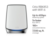 Picture of NETGEAR Orbi RBK853 AX6000 WiFi 6 Mesh System Tri-band (2.4 GHz / 5 GHz / 5 GHz) Wi-Fi 6 (802.11ax) Grey 4 Internal