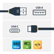 Picture of StarTech.com 1m USB A to USB C Charging Cable - Durable Fast Charge & Sync USB 2.0 to USB Type C Data Cord - Rugged TPE Jacket Aramid Fiber M/M 3A Black - Samsung S10, iPad Pro, Pixel