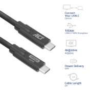 Picture of ACT USB 3.0 10Gbps 60W USB Type-C Cable, 3 meters