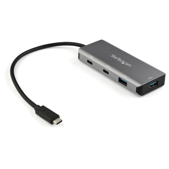 Picture of StarTech.com 4 Port USB C Hub w/ 2x USB A & 2x USB C - SuperSpeed 10Gbps USB Type-C 3.1/3.2 Gen 2 Hub - USB Bus Powered - Portable USB-C to USB Adapter Hub - Aluminum - 25cm(9.8") Cable~4 Port USB C Hub w/ 2x USB A & 2x USB C - SuperSpeed 10Gbps USB Type-C 3.2 Gen 2 Hub - USB Bus Powered - Portable USB-C to USB Adapter Hub - Aluminum - 9.8" (25cm) Cable