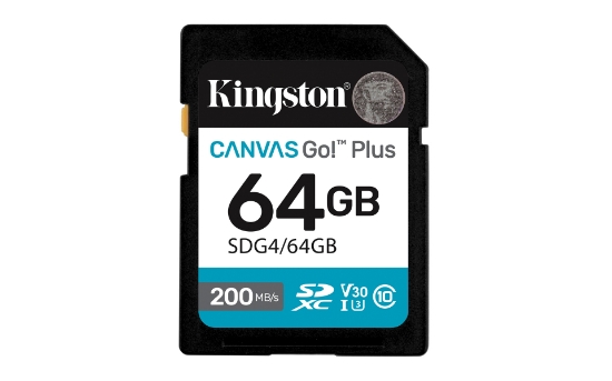 Picture of Kingston Technology 64GB SDXC Canvas Go Plus Gen4 200MB/s C10 UHS-I U3 V30