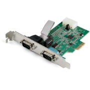 Picture of StarTech.com 2-port PCI Express RS232 Serial Adapter Card - PCIe RS232 Serial Host Controller Card - PCIe to Dual Serial DB9 Card - 16950 UART - Expansion Card - Windows & Linux
