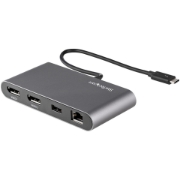 Picture of StarTech.com Thunderbolt 3 Mini Dock - Portable Dual Monitor Docking Station with DP 4K 60Hz, 1x USB-A Hub (USB 3.0/5 Gbps), GbE - 11in/28cm Cable - TB3 Multiport Adapter - Mac/Windows