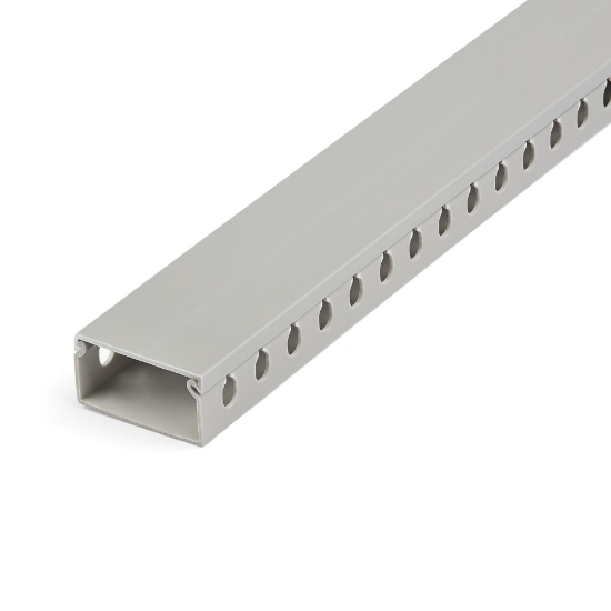 Picture of StarTech.com Open Slot Cable Management Raceway with Cover, 2"(50mm)W x 1"(25mm)H - 6.5ft(2m) length - 1/4"(8mm) Slots, PVC Network Cable Hider/Wall Wire Duct, Max 25 Cables, UL Listed