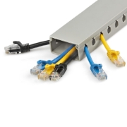 Picture of StarTech.com Open Slot Cable Management Raceway with Cover, 2"(50mm)W x 1"(25mm)H - 6.5ft(2m) length - 1/4"(8mm) Slots, PVC Network Cable Hider/Wall Wire Duct, Max 25 Cables, UL Listed