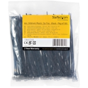 Picture of StarTech.com 4"(10cm) Cable Ties - 1/16"(2mm) wide, 7/8"(22mm) Bundle Diameter, 18lb(8kg) Tensile Strength, Nylon Self Locking Zip Ties with Curved Tip - 94V-2/UL Listed, 100 Pack - Black