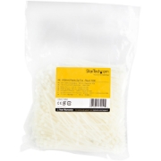 Picture of StarTech.com 4"(10cm) Cable Ties - 1/16"(2mm) wide, 7/8"(22mm) Bundle Diameter, 18lb(8kg) Tensile Strength, Nylon Self Locking Zip Ties with Curved Tip - 94V-2/UL Listed, 1000 Pack - White