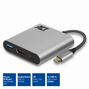 Picture of ACT USB-C multiport adapter for 1 HDMI monitor, 1x USB-A, PD pass-through