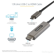 Picture of StarTech.com 13ft (4m) USB C to HDMI Cable 4K 60Hz w/ HDR10 - Ultra HD USB Type-C to 4K HDMI 2.0b Video Adapter Cable - USB-C to HDMI HDR Monitor/Display Converter - DP 1.4 Alt Mode HBR3