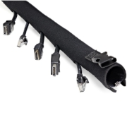 Picture of StarTech.com 40" (1m) Neoprene Cable Management Sleeve with Zipper & Buckle - 1.2" (3cm) Diameter - Computer/PC Power/Network/AV Cord Cover/Manager - Flexible Cable Organizer Wrap - Black