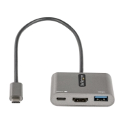 Picture of StarTech.com USB C Multiport Adapter, USB-C to HDMI 4K Video, 100W PD Pass-Through, USB 3.0 Hub 5Gbps (1xType-C/1xA), USB-C Mini Dock, USB-C Travel Dock, Portable Laptop Docking Station