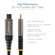 Picture of StarTech.com 3ft (1m) USB C Cable 10Gbps - USB-IF Certified USB-C Cable - USB 3.1 Type-C Cable - 100W (5A) Power Delivery Charging, DP Alt Mode - USB C to C Cord - Charge & Sync