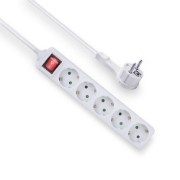 Picture of ACT Power strip with illuminated switch and flat plug, 5 sockets, 1.5 m, white