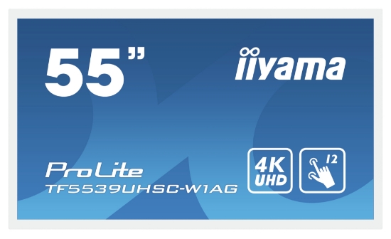 Picture of iiyama ProLite TF5539UHSC-W1AG computer monitor 139.7 cm (55") 3840 x 2160 pixels 4K Ultra HD LED Touchscreen Multi-user White