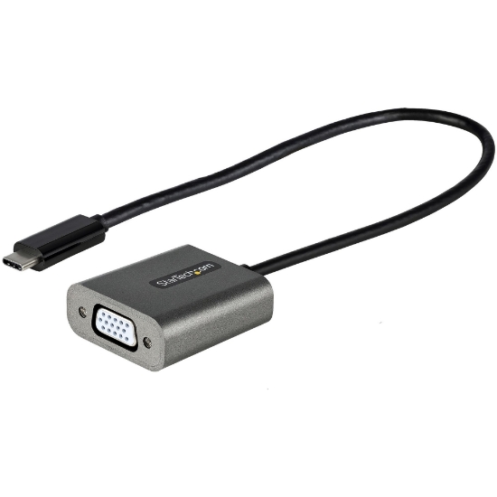 Picture of StarTech.com USB C to VGA Adapter - 1080p USB Type-C to VGA Adapter Dongle - USB-C (DP Alt Mode) to VGA Monitor/Display Video Converter - Thunderbolt 3 Compatible - 12" Long Attached Cable - Upgraded Version of CDP2VGA