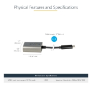 Picture of StarTech.com USB C to VGA Adapter - 1080p USB Type-C to VGA Adapter Dongle - USB-C (DP Alt Mode) to VGA Monitor/Display Video Converter - Thunderbolt 3 Compatible - 12" Long Attached Cable - Upgraded Version of CDP2VGA