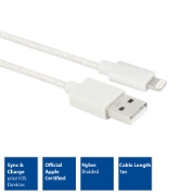 Picture of ACT USB 2.0 charging/data cable A male - Lightning male 1 meter, nylon, MFI certified