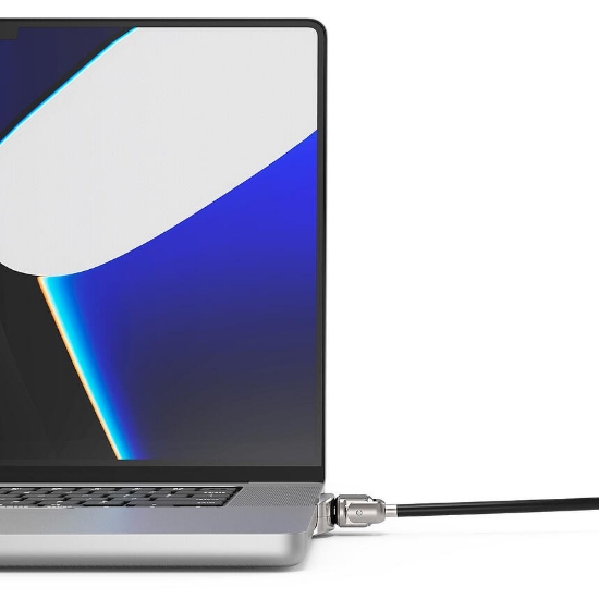 Picture of Compulocks Ledge Lock Adapter for MacBook Pro 16" M1, M2 & M3 with Keyed Cable Lock Silver