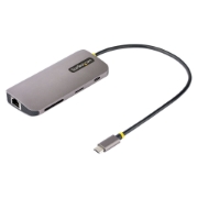 Picture of StarTech.com USB C Multiport Adapter 4K 60Hz HDMI Video, 3 Pt 5Gbps USB-A Hub, 100W USB Power Delivery Pass-Through/GbE/SD/MicroSD, 12"/30cm Cable, Travel Laptop Docking Station