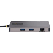 Picture of StarTech.com USB C Multiport Adapter, Dual HDMI Video, 4K 60Hz, 2Pt 5Gbps USB-A Hub, 100W Power Delivery Pass-Through/GbE/SD/MicroSD, 12"/30cm Cable, Travel Dock, Laptop Docking Station