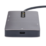 Picture of StarTech.com USB C Multiport Adapter, Dual HDMI Video, 4K 60Hz, 2Pt 5Gbps USB-A Hub, 100W Power Delivery Pass-Through/GbE/SD/MicroSD, 12"/30cm Cable, Travel Dock, Laptop Docking Station